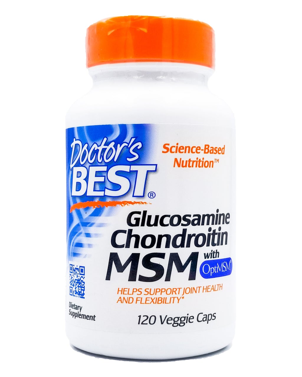 Container of tablets, doctor's best, science-based nutrition Glucosamine Chondroitin MSM, 120 veggie caps